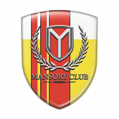 Mansory Self Adhesive Car logo Emblem Yellow White with Red bands version 