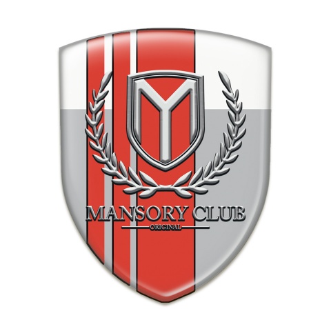Mansory Car Interior Badge Grey White with Red Bands Version 