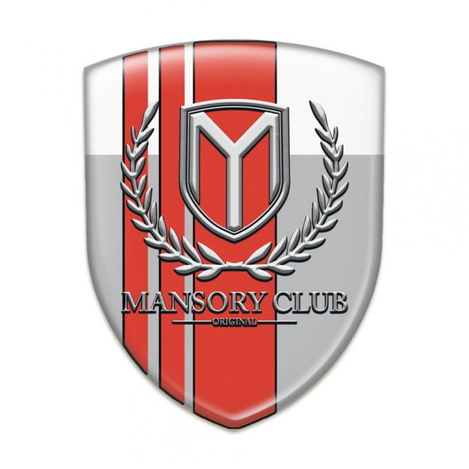 Mansory Car Interior Badge Grey White with Red Bands Version 