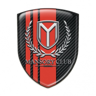 Mansory Silicone Car Decal Badge Black Carbon with Red Bands Decoration 