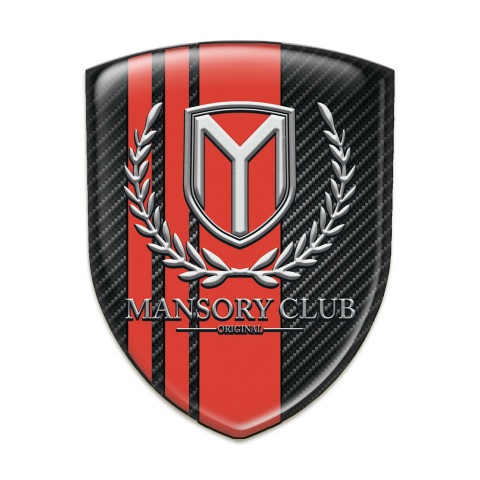 Mansory Silicone Car Decal Badge Black Carbon with Red Bands Decoration 
