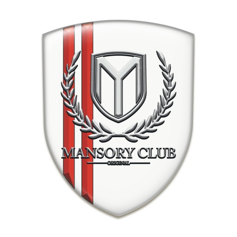 Mansory Tuning Emblem White with Red Lines 