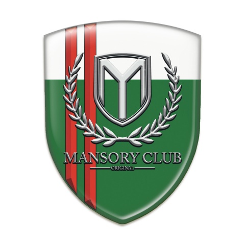 Mansory Self Adhesive Emblem Logo Green White with red Lines