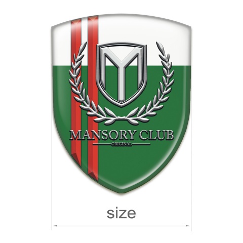 Mansory Self Adhesive Emblem Logo Green White with red Lines