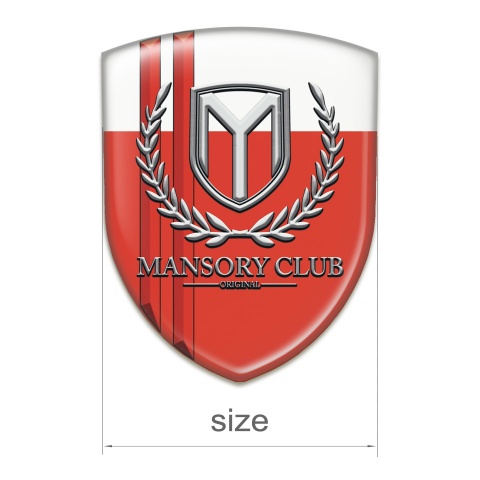 Mansory Domed Emblem Red White with Red Lines 