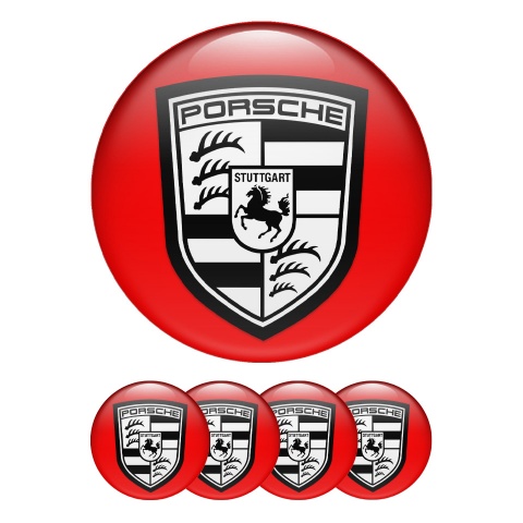 Porsche Silicone Stickers for Wheel Center Cap Red