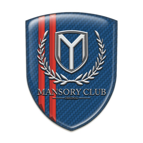 Mansory 3D Gel Emblem navy Blue Carbon with Red Lines 