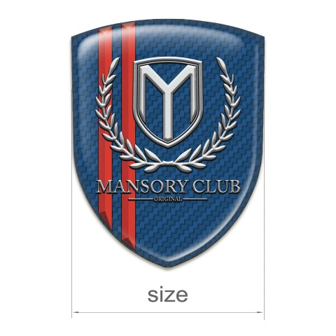 Mansory 3D Gel Emblem navy Blue Carbon with Red Lines 