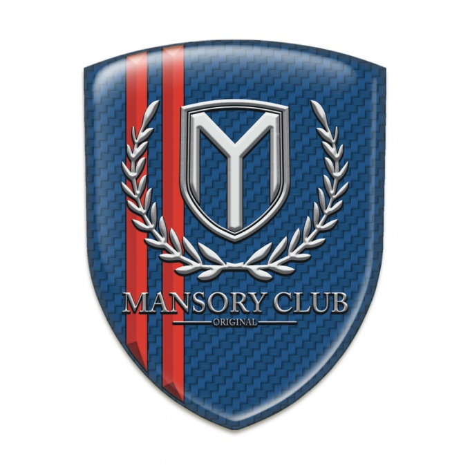 Mansory 3D Gel Emblem navy Blue Carbon with Red Lines 