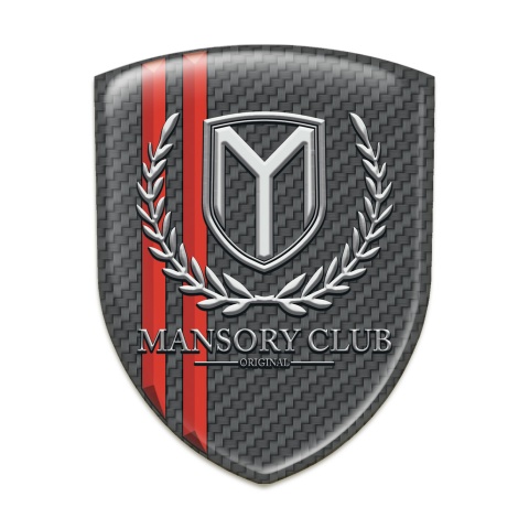 Mansory Emblem Exterior Dark Grey Carbon with Red Lines 