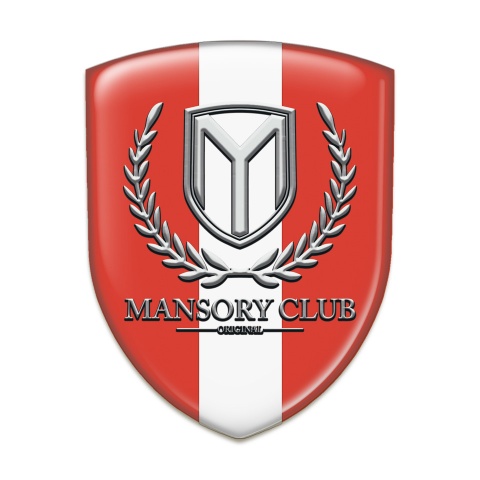 Mansory Emblem Badge Logo Red with White Ribbon 