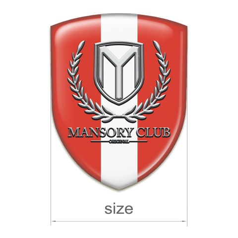 Mansory Emblem Badge Logo Red with White Ribbon 