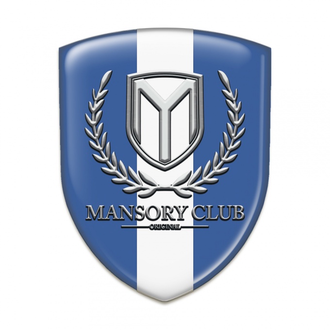 Mansory Logo Emblem Blue with White Ribbon 