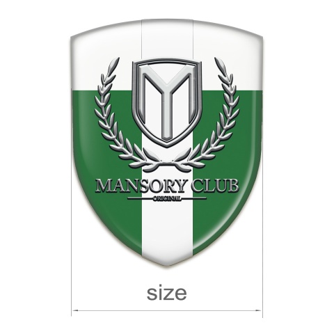 Mansory Self Adhesive Emblem Logo Green White with White Ribbon 