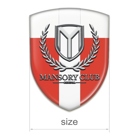 Mansory Domed Emblem red White with White Ribbon 