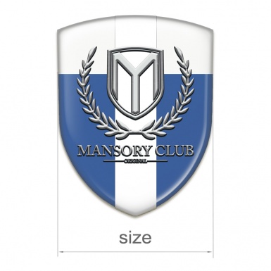 Mansory Silicone Emblem Blue White with White Ribbon 