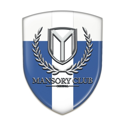 Mansory Silicone Emblem Blue White with White Ribbon 