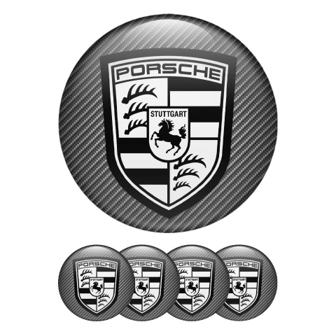 Porsche Domed Stickers for Wheel Center Caps Carbon