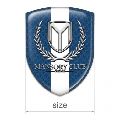 Mansory 3D Gel Emblem Navy Blue Carbon with White Ribbon Design 