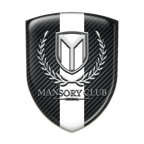 Mansory Tuning Badge  Black Carbon with White Ribbon 
