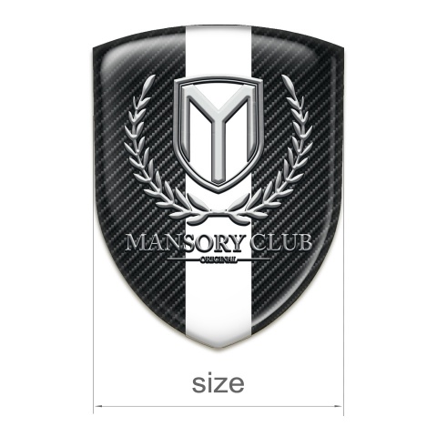 Mansory Tuning Badge  Black Carbon with White Ribbon 