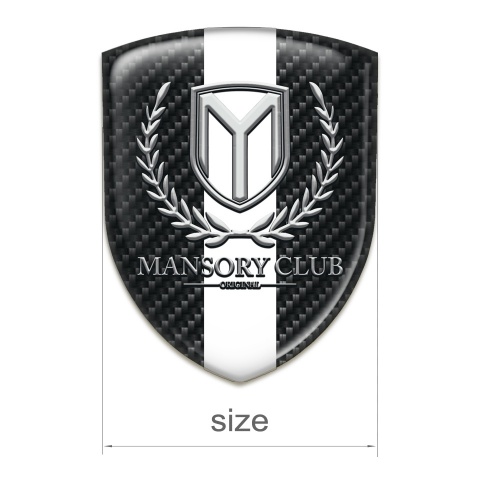 Mansory Self Adhesive Car logo Emblem dark carbon with White Ribbon 