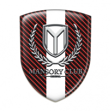 Mansory Car Interior Badge red Carbon with White Ribbon 