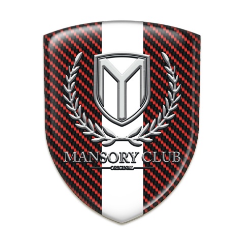Mansory Car Interior Badge red Carbon with White Ribbon 