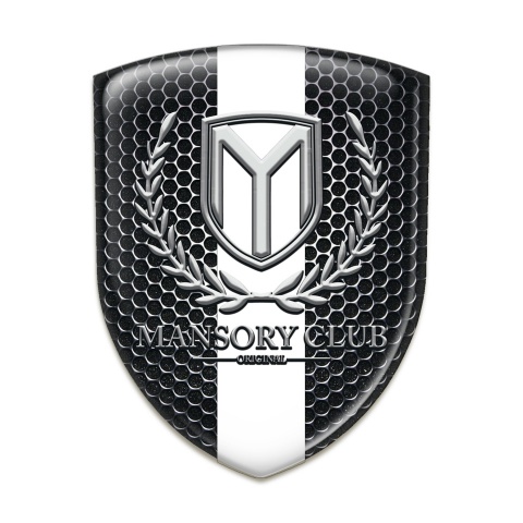 Mansory Car Interior Badge Perforated Steel with White Ribbon 
