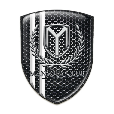 Mansory Silicone Car Decal Badge Perforated Steel with White Stripes 