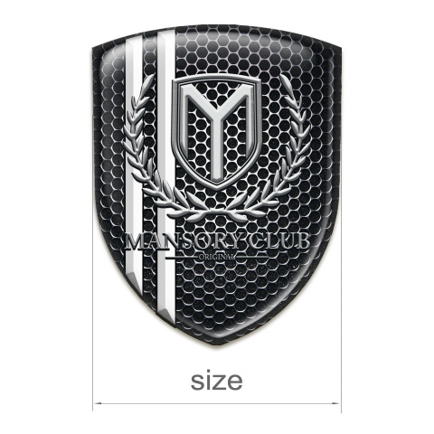 Mansory Silicone Car Decal Badge Perforated Steel with White Stripes 