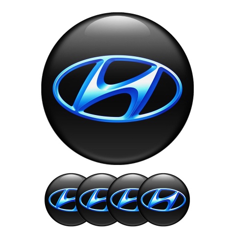 Hyundai Silicone Stickers Center Hub Blue Logo