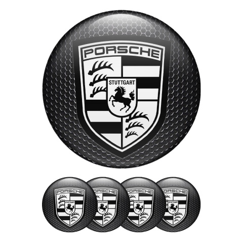Porsche Domed Stickers for Wheel Center Caps Steel
