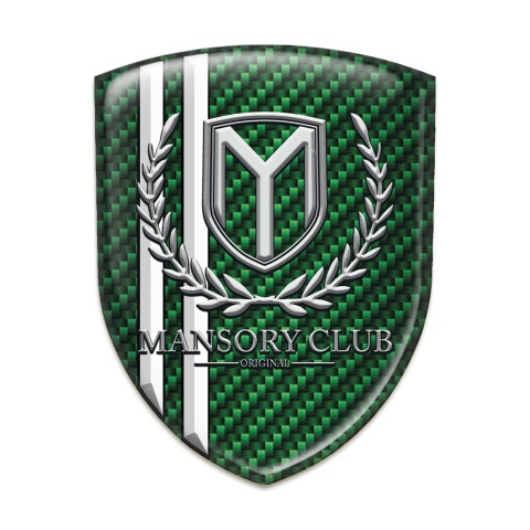 Mansory Auto Emblem Green Carbon with White Stripes 
