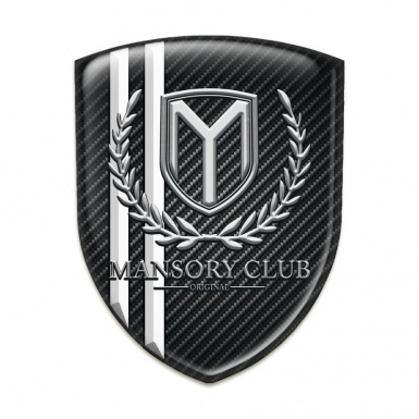 Mansory Emblem Badge Logo Black Fibers with White Stripes 