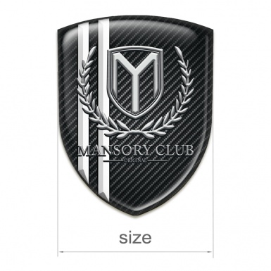 Mansory Emblem Badge Logo Black Fibers with White Stripes 