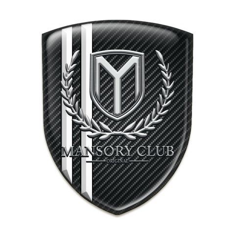 Mansory Emblem Badge Logo Black Fibers with White Stripes 