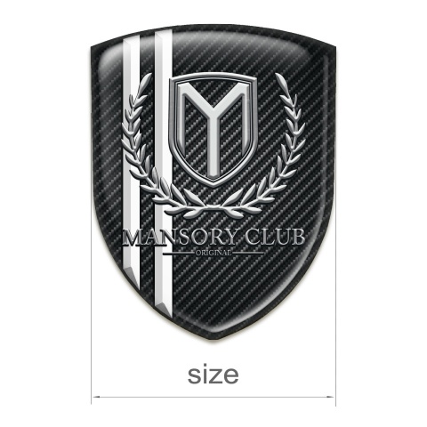 Mansory Emblem Badge Logo Black Fibers with White Stripes 
