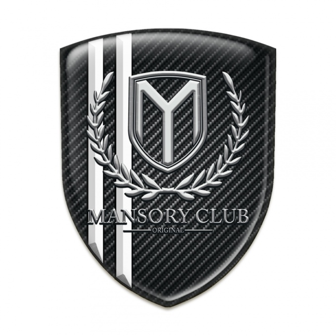 Mansory Emblem Badge Logo Black Fibers with White Stripes 