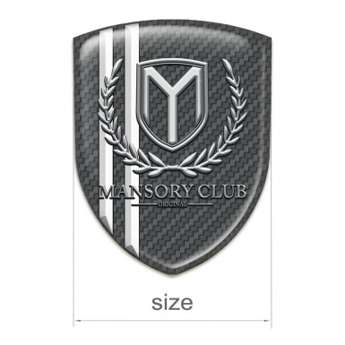 Mansory Self Adhesive Emblem Logo Dark Grey carbon White Stripes