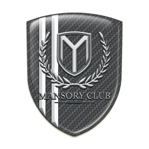 Mansory Self Adhesive Emblem Logo Dark Grey carbon White Stripes