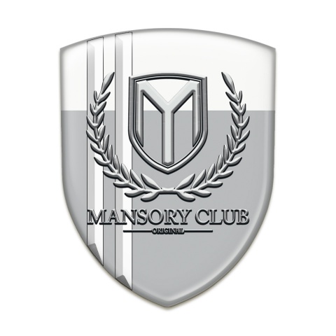Mansory Silicone Emblem Grey White with White Stripes 