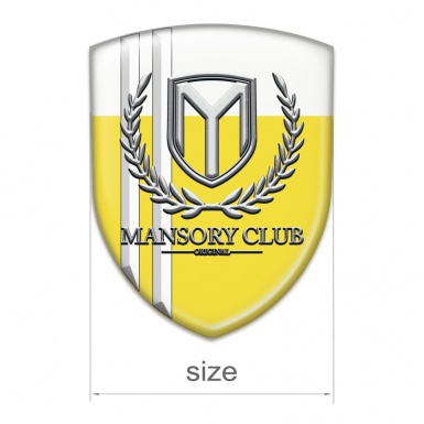 Mansory 3D Gel Emblem Yellow White with white Stripes 