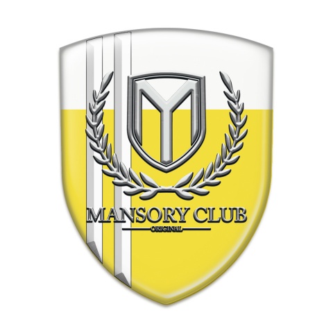 Mansory 3D Gel Emblem Yellow White with white Stripes 