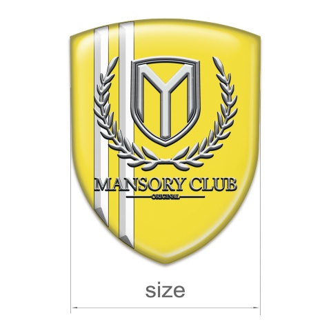 Mansory Self Adhesive Car logo Emblem Yellow with White stripes 