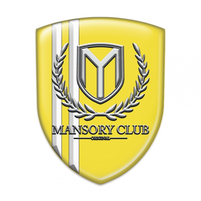 Mansory Self Adhesive Car logo Emblem Yellow with White stripes 