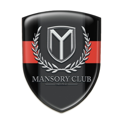 Mansory Self Adhesive Car logo Emblem Black with Red Band Variant