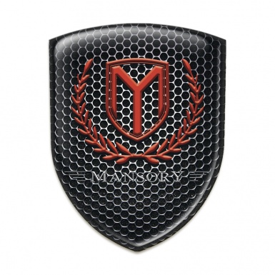 Mansory Tuning Emblem Perforated Steel base Red Logo 