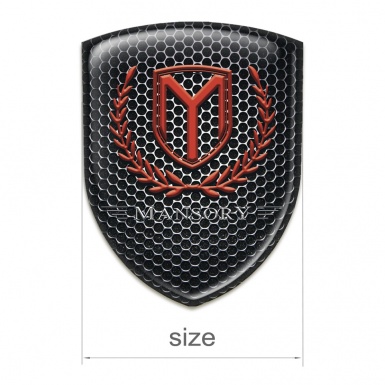 Mansory Tuning Emblem Perforated Steel base Red Logo 