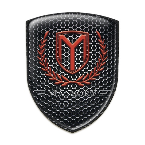 Mansory Tuning Emblem Perforated Steel base Red Logo 